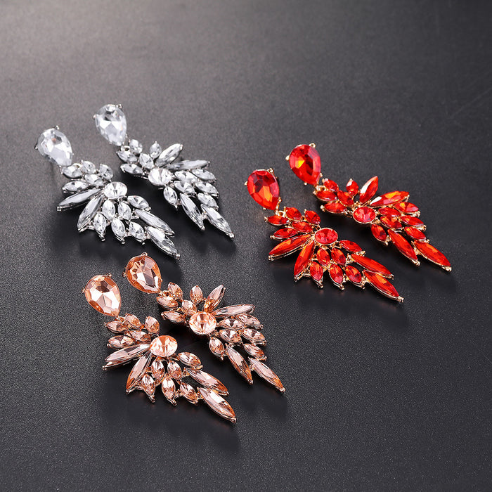 Wholesale Zinc Alloy Diamond Wings Acrylic Rhinestone Earrings MOQ≥3 JDC-ES-GSDB051