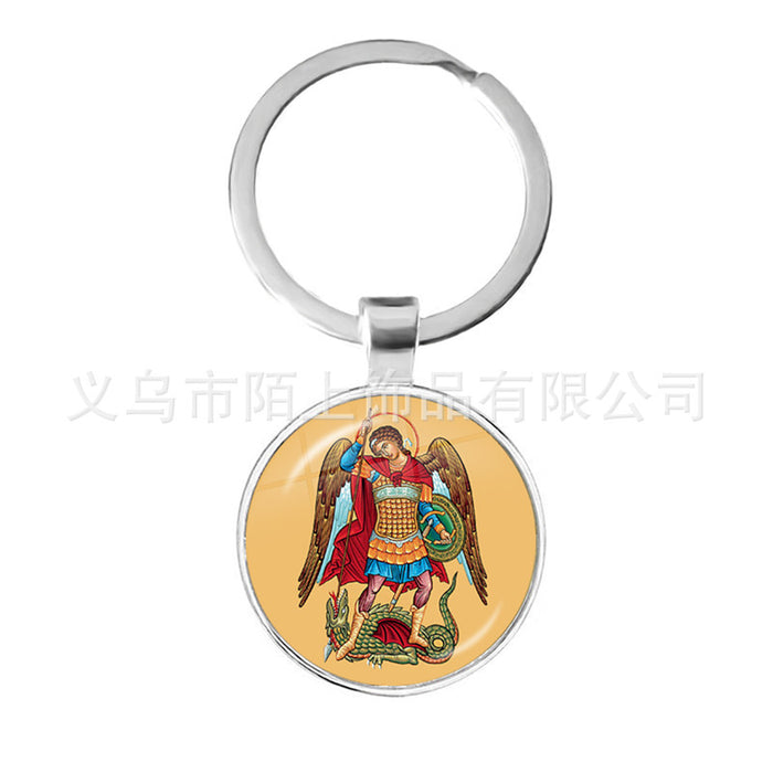 Wholesale St.Michael Russian Orthodox Time Gemstone Zinc Alloy Keychain JDC-KC-MoS001