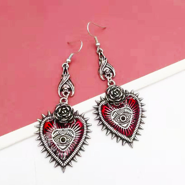 Jewelry WholesaleWholesale wild rose heart shape blood colored eye drop oil bat alloy stud earrings JDC-ES-YYFF002 Earrings 燕羽飞飞 %variant_option1% %variant_option2% %variant_option3%  Factory Price JoyasDeChina Joyas De China