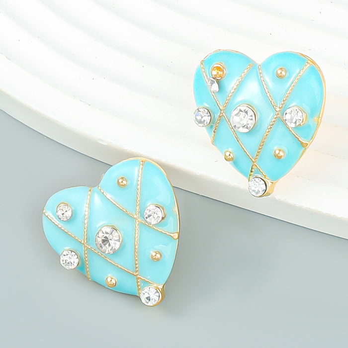 Wholesale alloy love dripping oil diamond earrings girl exquisite MOQ≥2 JDC-ES-jiul009