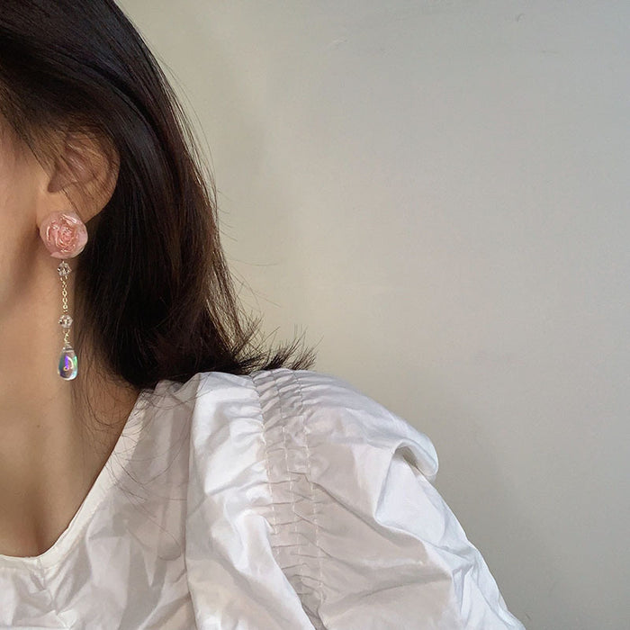 Jewelry WholesaleWholesale immortal flower pearl vintage transparent pearl necklace bracelet earrings JDC-ES-HanD006 Earrings 韩朵 %variant_option1% %variant_option2% %variant_option3%  Factory Price JoyasDeChina Joyas De China