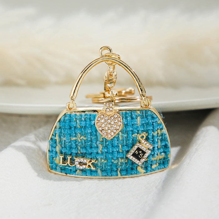 Wholesale Flannel Rhinestone Bag Shape Alloy Keychain MOQ≥2 JDC-KC-ChaoK022