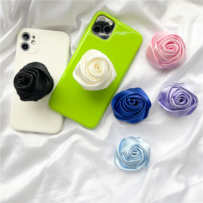 Wholesale Grip Satin Fabric Rose Retractable Folding Airbag Holder JDC-PS-KaiXin004