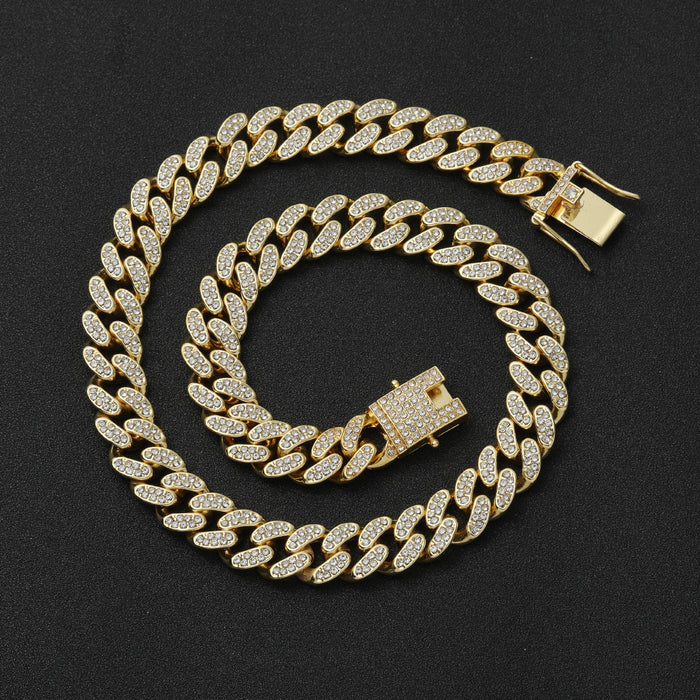 Jewelry WholesaleWholesale Hip Hop Full Diamond Zinc Alloy Cuban Necklace JDC-NE-ShouS001 Necklaces 寿山 %variant_option1% %variant_option2% %variant_option3%  Factory Price JoyasDeChina Joyas De China