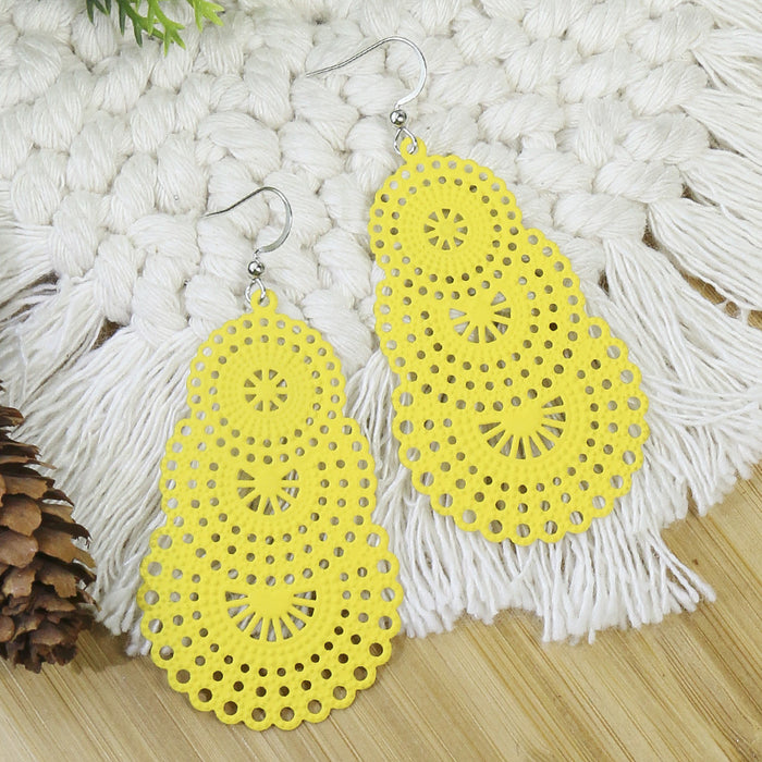 Wholesale earrings alloy gourd ring hollow candy color MOQ≥2 JDC-ES-momo004