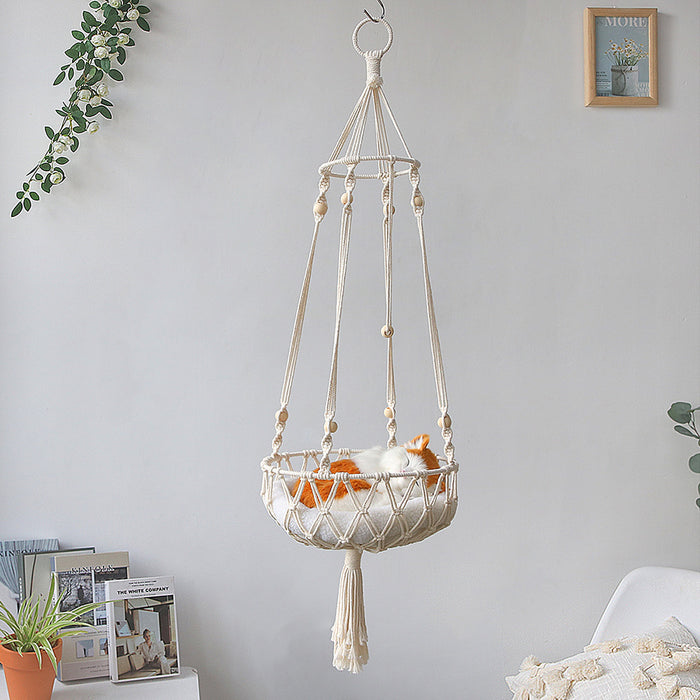 Wholesale boho woven cat litter hammock pet net pocket MOQ≥2 JDC-DC-RXin012