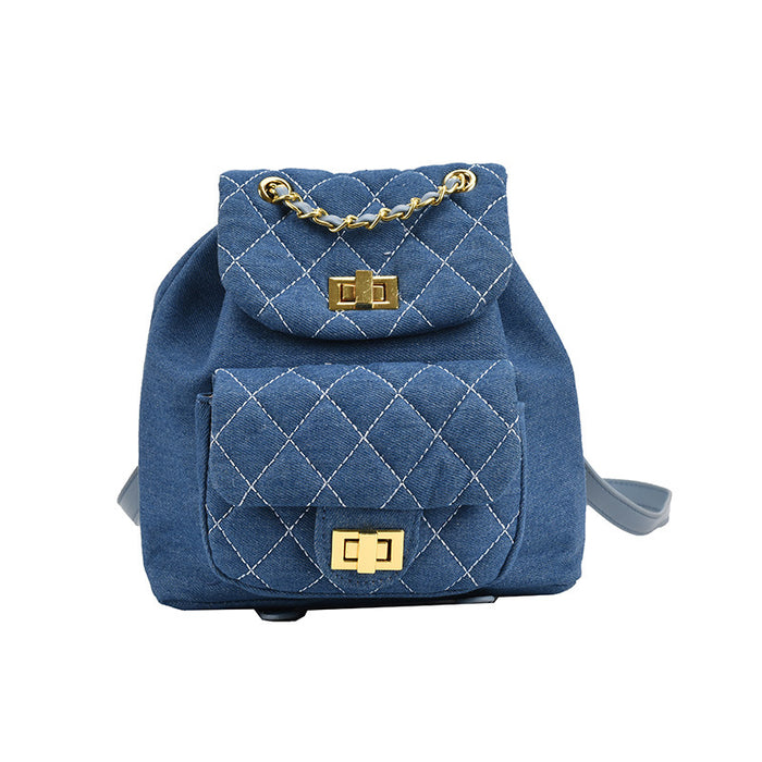 Wholesale Backpack Denim Rhombus Chain Small Bag JDC-BP-Haoang001