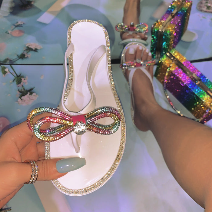 Wholesale Herringbone Large Size Rhinestone Pipe Butterfly Slippers JDC-SD-KMD004