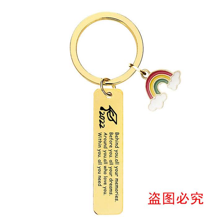 Jewelry WholesaleWholesale Stainless Steel Graduation Season Gift Rainbow Metal Keychain JDC-KC-GangGu016 Keychains 钢古 %variant_option1% %variant_option2% %variant_option3%  Factory Price JoyasDeChina Joyas De China