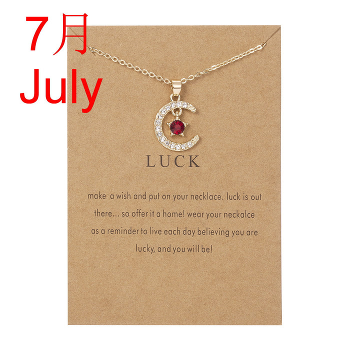 Jewelry WholesaleWholesale month birth stone moon star paper card alloy diamond necklace JDC-NE-YinH019 Necklaces 颖皓 %variant_option1% %variant_option2% %variant_option3%  Factory Price JoyasDeChina Joyas De China