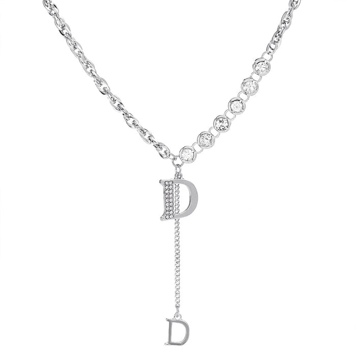 Jewelry WholesaleWholesale crystal butterfly zircon double letter D Necklace JDC-NE-D017 necklaces 晴雯 %variant_option1% %variant_option2% %variant_option3%  Factory Price JoyasDeChina Joyas De China