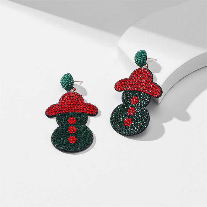 Wholesale Earring Alloy Christmas Tree Santa Claus Diamond Earrings JDC-ES-GuTe031