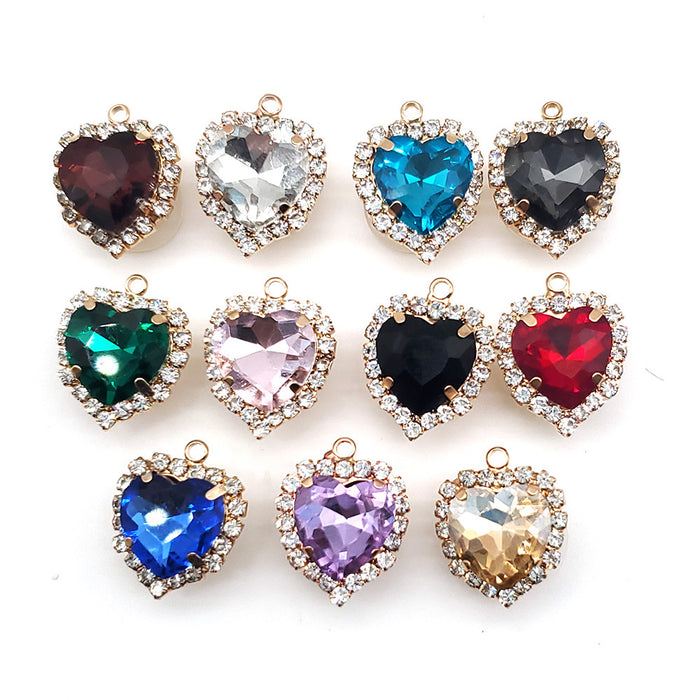 Wholesale Croc Charms Random 10pcs Heart Shaped Colored Stone DIY Accessories JDC-CCS-WanX042