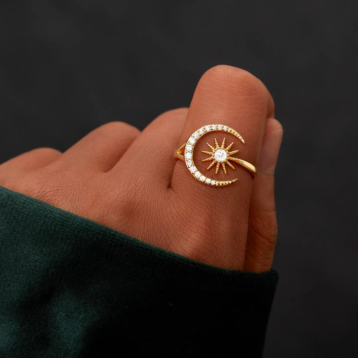 Wholesale Sun Moon Copper Ring JDC-RS-ErY004