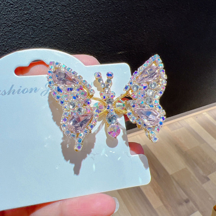 Wholesale Hair Clips Alloy Rhinestone Spring Butterfly JDC-HC-WEID001