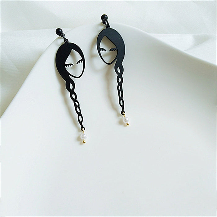 Wholesale Earrings Metal Cartoon Girls Ponytail Stud Earrings JDC-ES-AiMei030