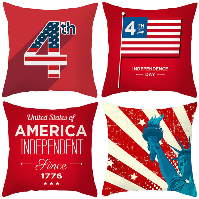 Wholesale 4th of July Independence Day Pillowcase Peach Skin Print MOQ≥2 JDC-PW-Jinze001