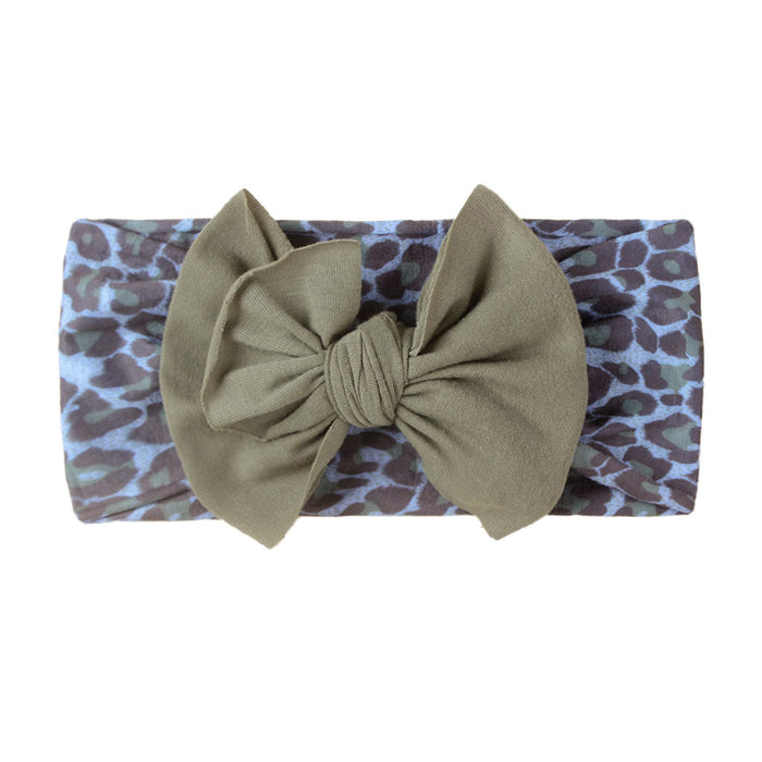 Wholesale leopard print solid color bow nylon bandana baby sweatband JDC-HD-ML030