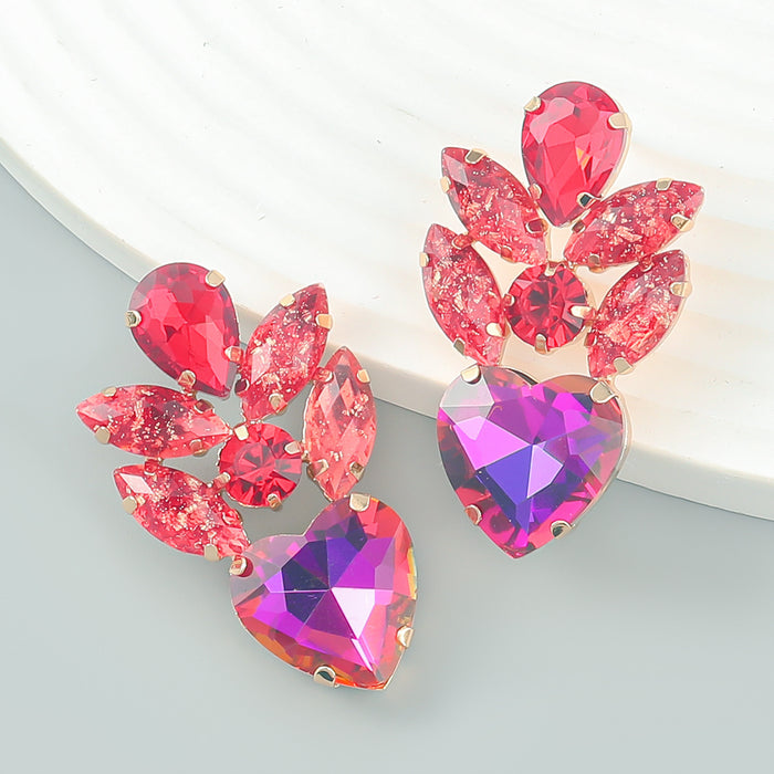 Wholesale Colored Diamond Multilayer Alloy Glass Diamond Earrings JDC-ES-JL1016