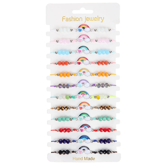 Wholesale Crystal Beaded Bracelet Alloy Rainbow Cartoon Kids Bracelet JDC-BT-ZheQ031