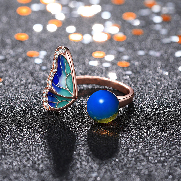 Jewelry WholesaleWholesale Enamel Color Drop Glaze Butterfly Copper Ring MOQ≥2 JDC-RS-ARY001 Rings 艾尔缘 %variant_option1% %variant_option2% %variant_option3%  Factory Price JoyasDeChina Joyas De China