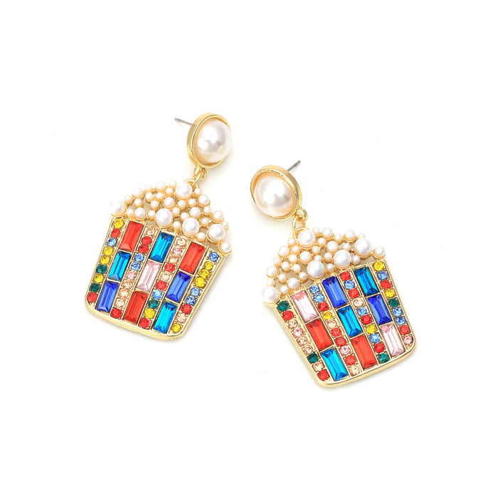 Jewelry WholesaleWholesale cartoon fancy color diamond popcorn pearl earrings JDC-ES-MY248 Earrings 曼茵 %variant_option1% %variant_option2% %variant_option3%  Factory Price JoyasDeChina Joyas De China