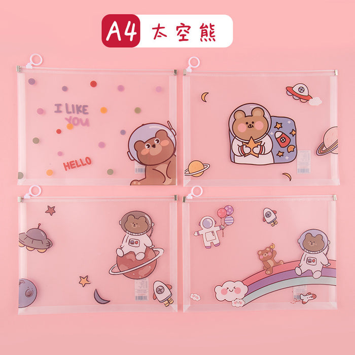 Wholesale PP A4 cartoon zipper file bag JDC-FB-midu001