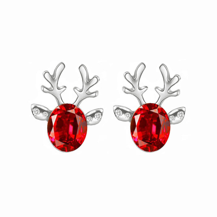 Wholesale Earrings Alloy Christmas Elk Stereo Antlers Crystal Gemstones JDC-ES-LongX002