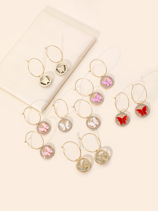 Wholesale Earrings Alloy Diamond Butterfly Earrings MOQ≥3 JDC-ES-LINER002