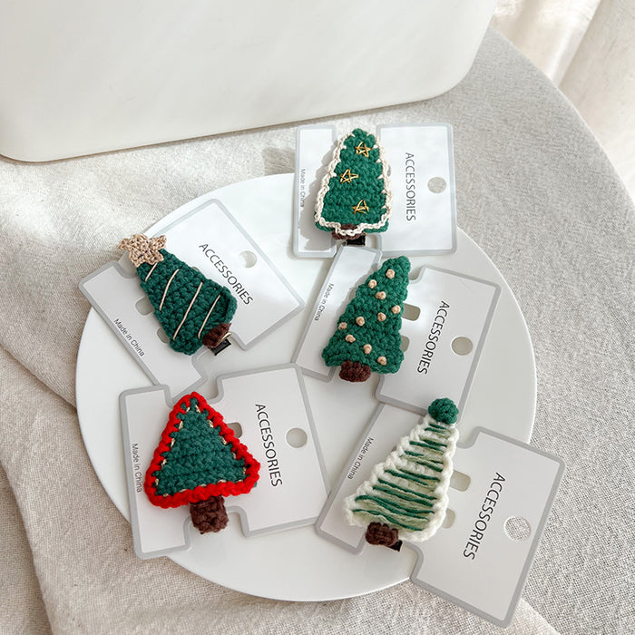 Wholesale Hair Clips Christmas Tree Knitting Cute Kids JDC-HC-DaY001