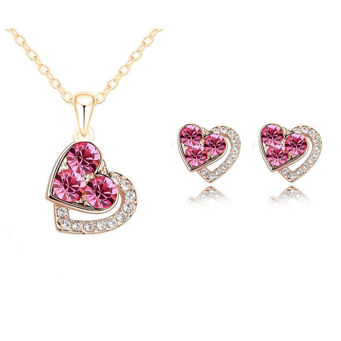 Jewelry WholesaleWholesale Set Color Full Diamond Heart Pendant Necklace For Women JDC-NE-JYS001 necklaces 静夜思 %variant_option1% %variant_option2% %variant_option3%  Factory Price JoyasDeChina Joyas De China