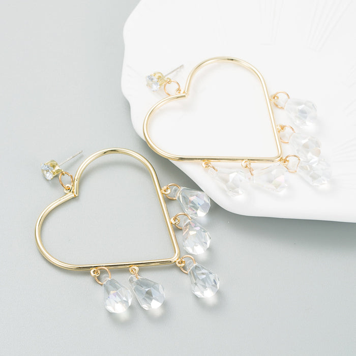 Wholesale Personalized Heart Shaped Alloy Tassel Earrings JDC-ES-hemin034