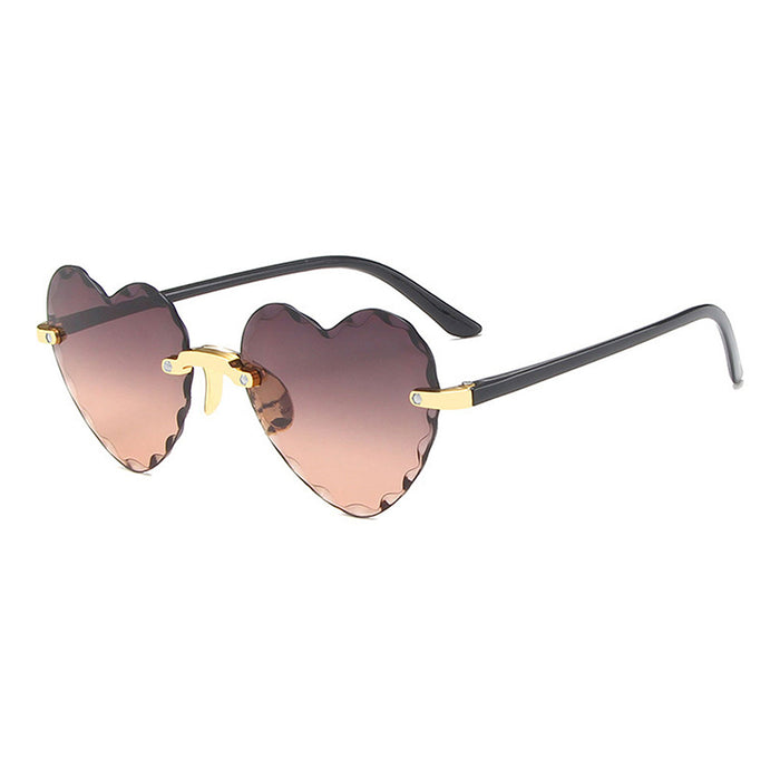 Wholesale PC Material Heart Sunglasses Frameless Gradient Sunglasses Women JDC-SG-AoMing003