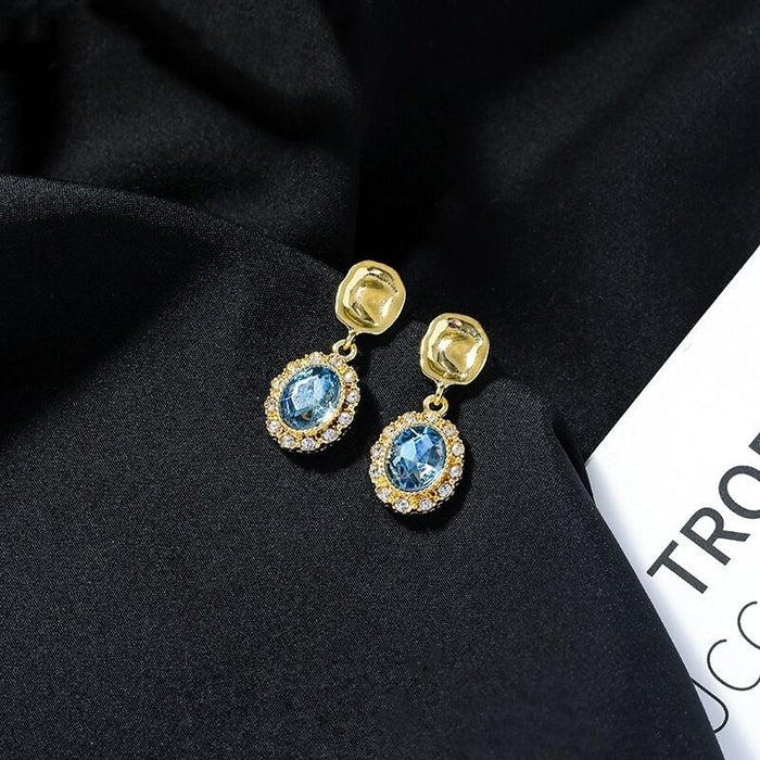 Wholesale Earrings Alloy Retro Haze Sapphire MOQ≥2 JDC-ES-ShuoG001