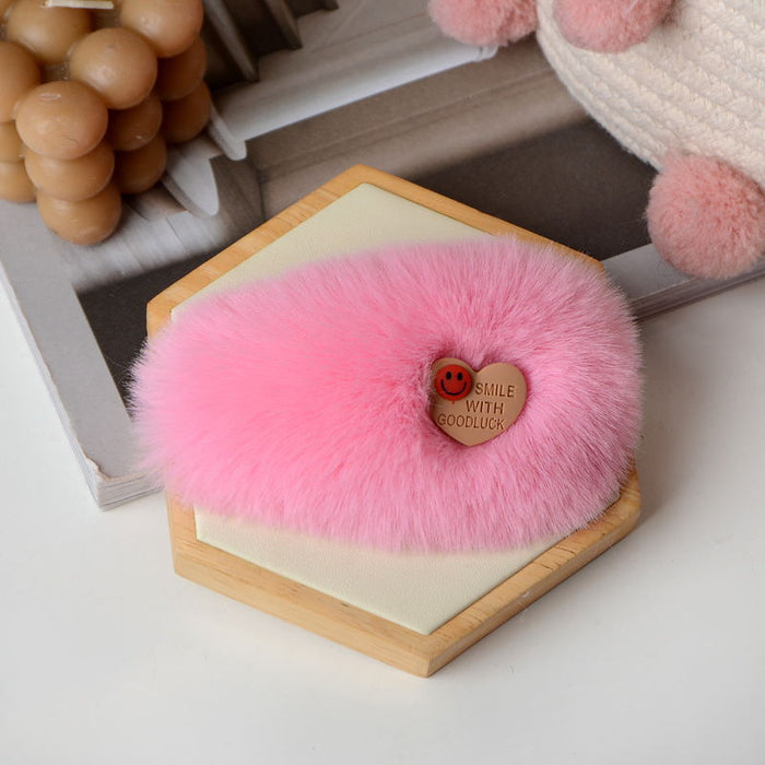 Wholesale Hair Clips Faux Rex Rabbit Fur Plush Cute Peach Heart MOQ≥2 JDC-HC-YEYE001