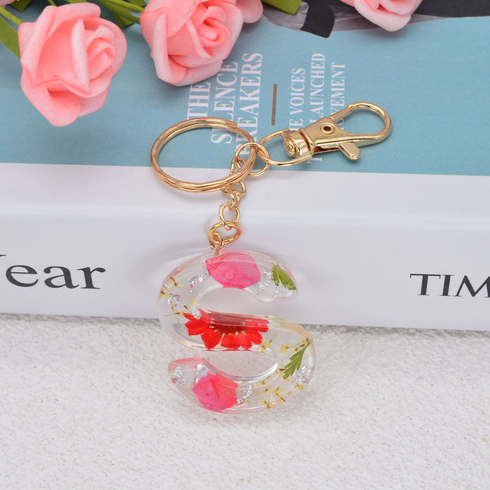 Jewelry WholesaleWholesale dried flower daisy 26 letters Keychain JDC-KC-YiWa002 Keychains 伊娃 %variant_option1% %variant_option2% %variant_option3%  Factory Price JoyasDeChina Joyas De China