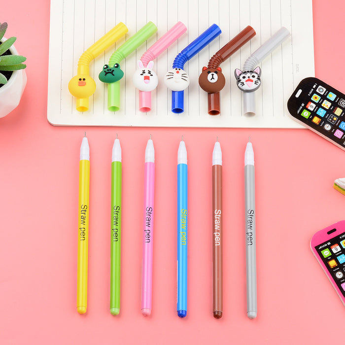 Wholesale Cartoon Drinking Straw Shaped Plastic Ballpoint Pen MOQ≥2 JDC-BP-XHZ010