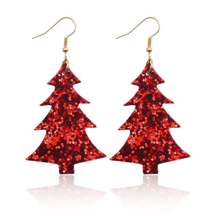 Wholesale Earrings Leather Christmas Tree Sequins Glitter Glitter MOQ≥2 JDC-ES-TianPi021