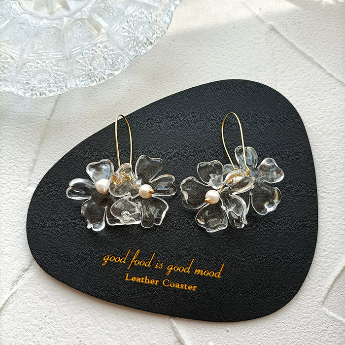 Jewelry WholesaleWholesale S925 silver transparent Large Flower Pearl holiday Earrings JDC-ES-MiH007 Earrings 米穗 %variant_option1% %variant_option2% %variant_option3%  Factory Price JoyasDeChina Joyas De China