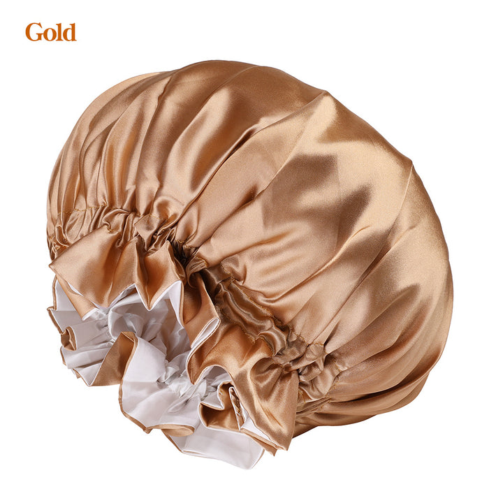 Wholesale Large Double Layer Satin Stretch Nightcap Wide Brim Solid Color JDC-FH-MuSi002