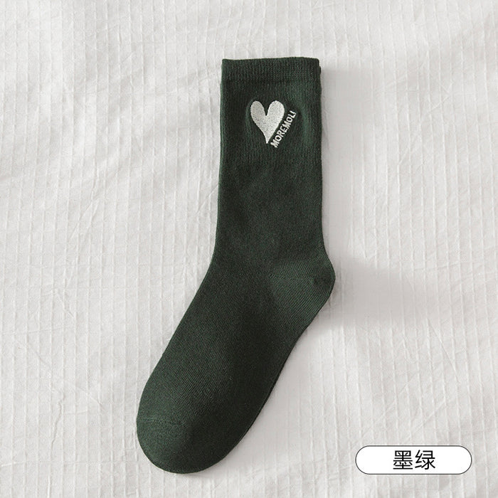 Wholesale Socks Cotton Cute Heart Embroidered Mid Tube Socks JDC-SK-RCM002