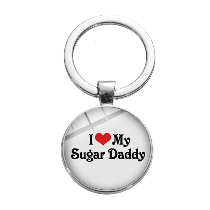 Wholesale Father's Day Gift Alloy Glass Time Gemstone Keychain JDC-KC-SongX007