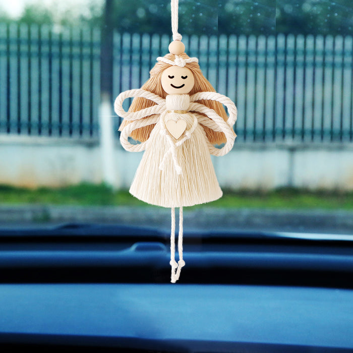 Jewelry WholesaleWholesale Cotton Rope Wood Beads Weaving Handmade Angel Car Ornament MOQ≥2 JDC-DC-JM002 Dreamcatcher 杰米 %variant_option1% %variant_option2% %variant_option3%  Factory Price JoyasDeChina Joyas De China