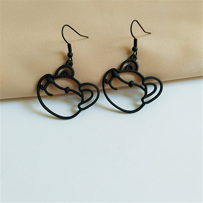 Wholesale Earrings Alloy Cute Creative Black Cartoon Bear JDC-ES-AiMei024