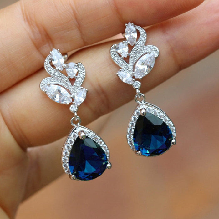 Wholesale Earrings Copper Zircon Drop Shape MOQ≥2 JDC-PREMCAOS-ES-012