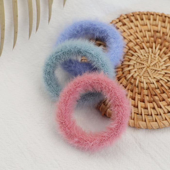 Wholesale Hair Scrunchies Plush Cream Color Cute JDC-HS-ZanY002