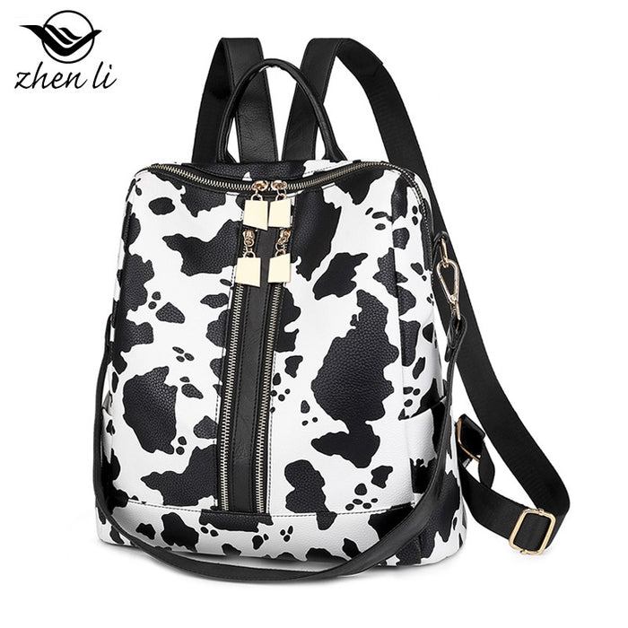 Wholesale Backpack PU Leopard Cow Pattern Bag JDC-BP-ZLD001