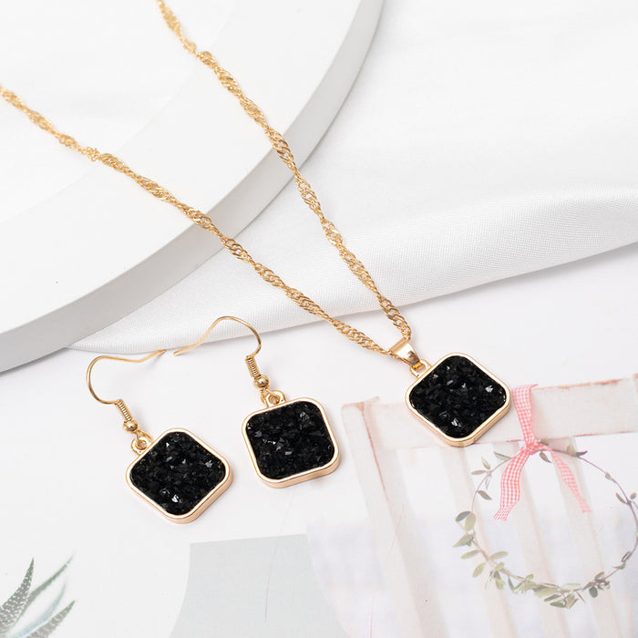 Wholesale Jewelry Resin Square Necklace Earrings JDC-ES-CM021