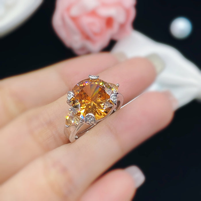 Wholesale Rings Copper Simulation Champagne Moissanite Adjustable JDC-RS-KLQ003