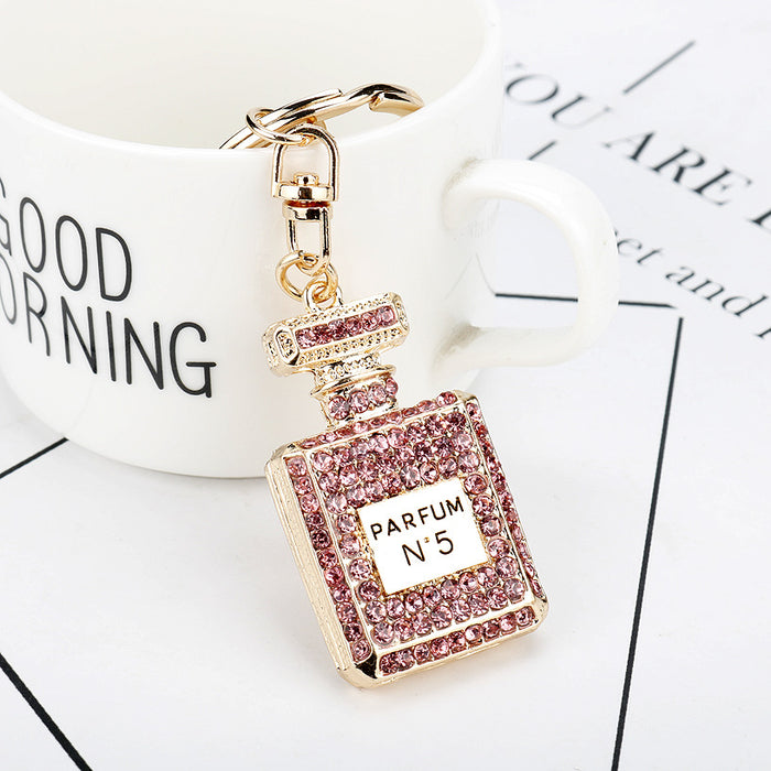 Wholesale Rhinestone Car Ornament Keychain Full Diamond Perfume Bottle (F) JDC-KC-AWen014